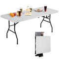 6 ft Folding Table Portable Heavy Duty Adjustable Height White Y709