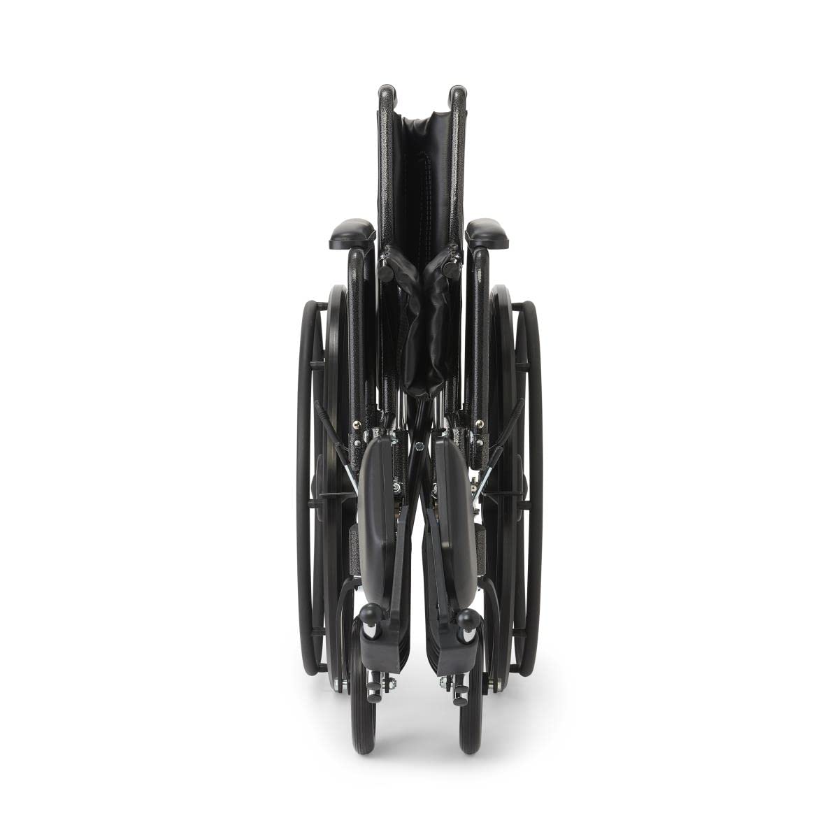 Vinyl Wheelchair with Full-Length Arms and Elevating Leg Rests, 18-Inch Wide Seat, Black G79105