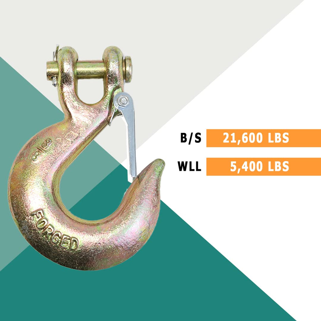 4 Pack 3/8" Grade 70 Forged Clevis Slip Hook with Safety Latch G8415