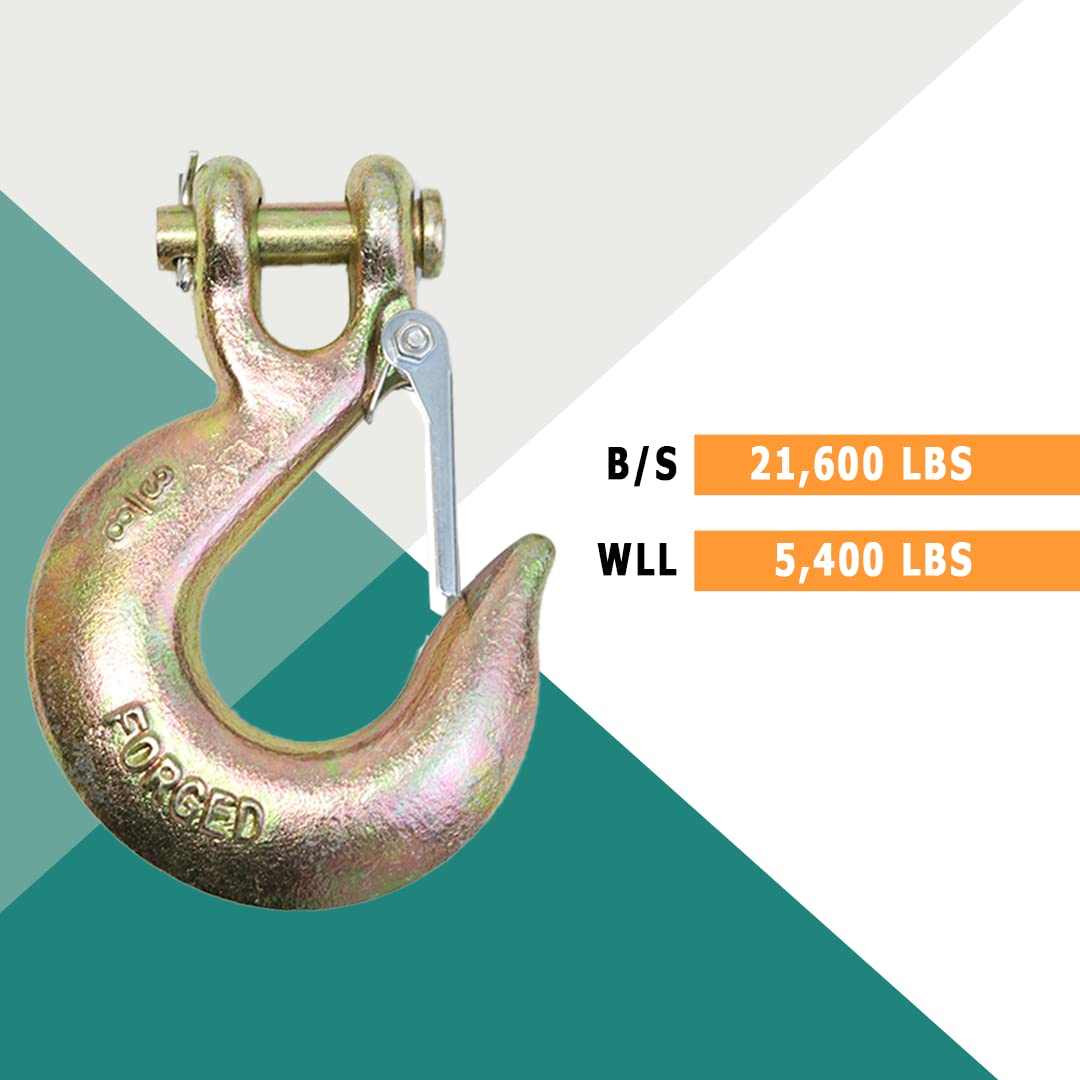 4 Pack 3/8" Grade 70 Forged Clevis Slip Hook with Safety Latch G8415