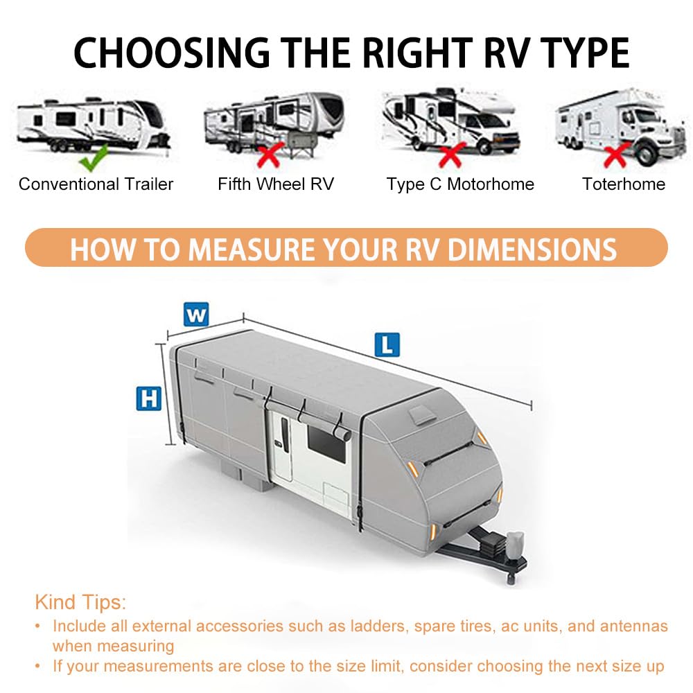 Waterproof 420D Travel Trailer Cover with Adjustable Straps R9988