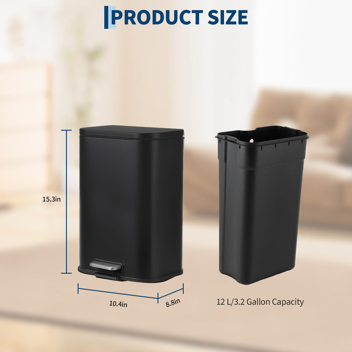 12L Stainless Steel Slim Trash Can N283511