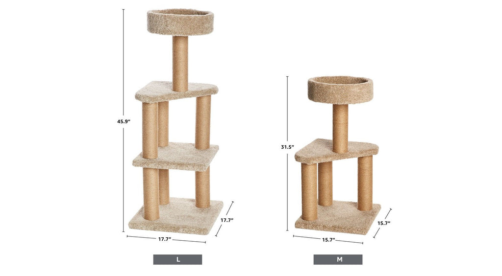 Beige Multi-Level Cat Tree Tower with Scratching Posts N179888