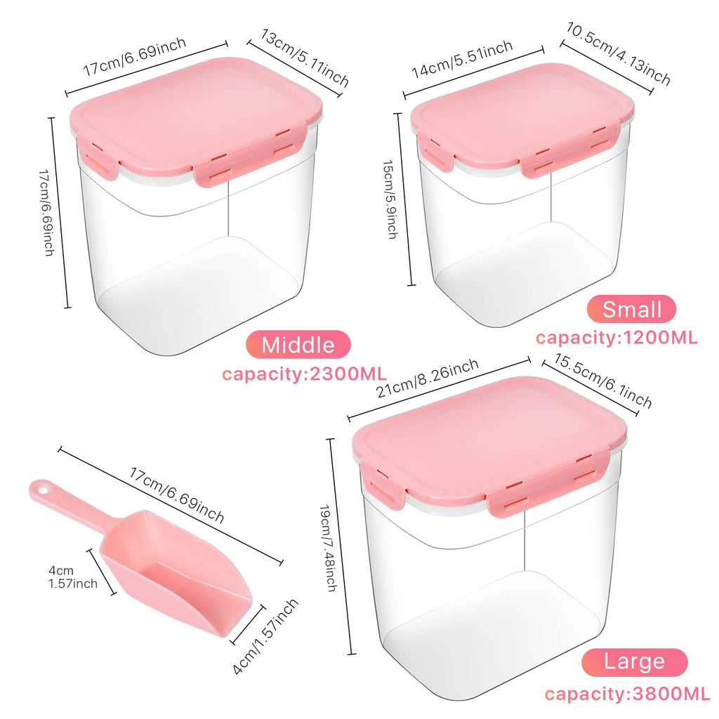 3 Pieces Plastic Pet Food Storage Containers with Spoon S988166