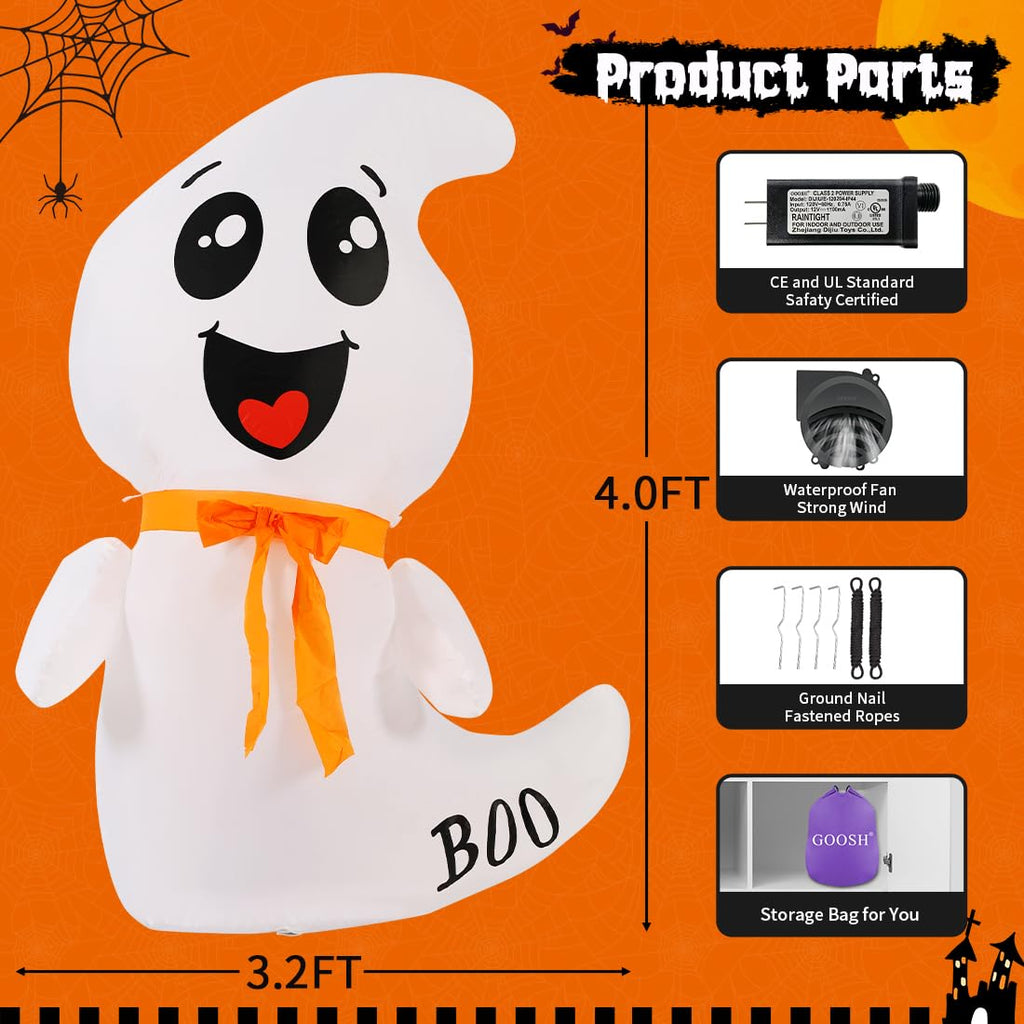 4 FT Inflatable Ghost with Built-in LEDs Q387506