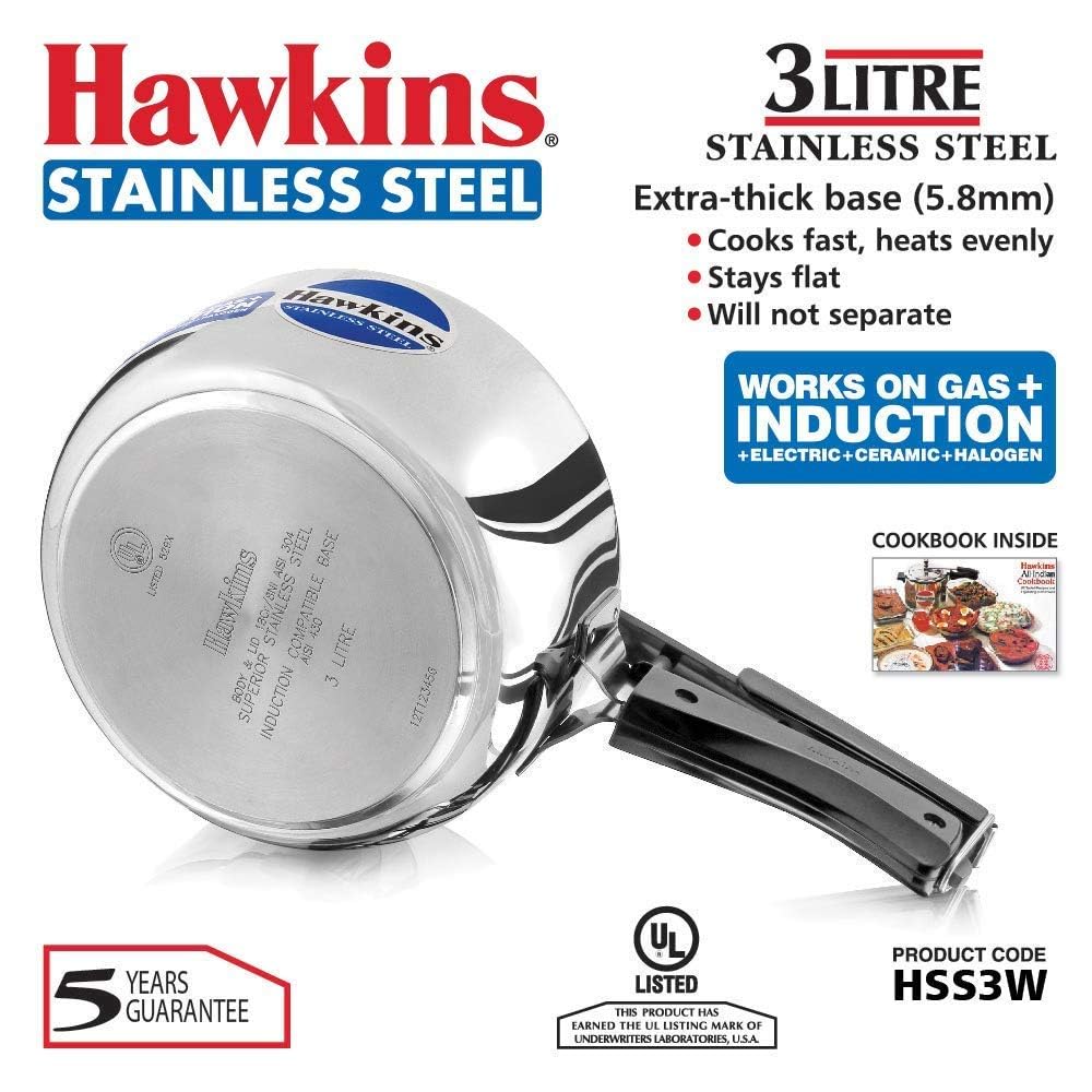 Stainless Steel Induction and Gas Compatible Pressure Cooker Combo Set, Silver (2 litre and 3 litre wide) H354