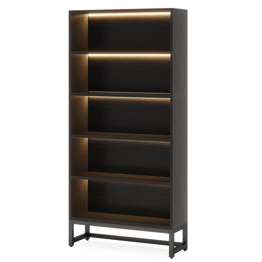 Black 70.8” 5-Tier Bookcase with LED Lights X2333