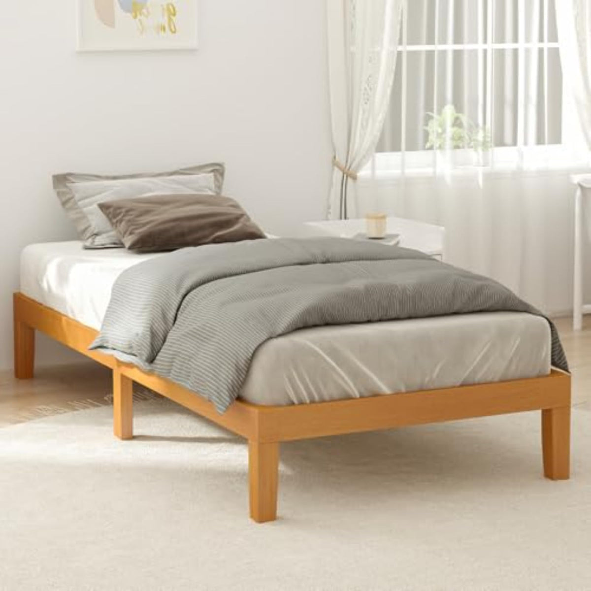 Twin Size 12 Inch Wood Platform Bed Frame T760
