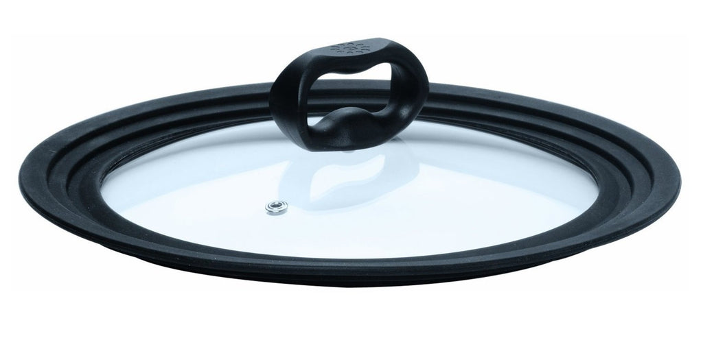 Universal Lid for Pots and Pans, Fits 6-Inch to 8-Inch Cookware, Tempered Glass Replacement Lid with Heat Resistant Silicone Edge, Dishwasher Safe, Made without BPA, Small, Black A192