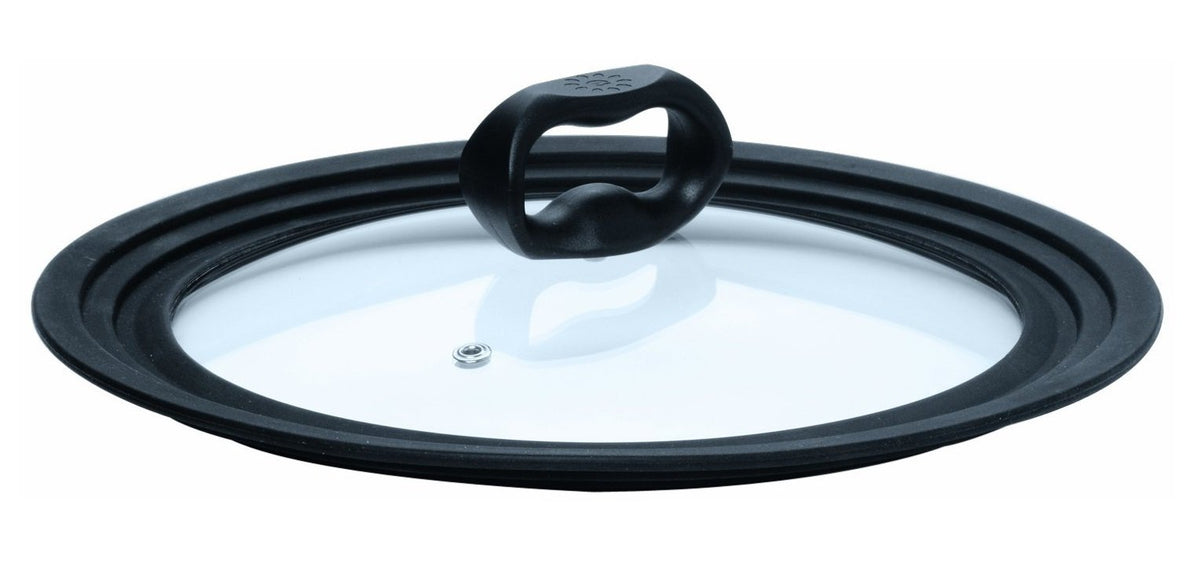 Universal Lid for Pots and Pans, Fits 6-Inch to 8-Inch Cookware, Tempered Glass Replacement Lid with Heat Resistant Silicone Edge, Dishwasher Safe, Made without BPA, Small, Black A192