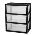 Black 3 Drawer Plastic Storage Cart P7316
