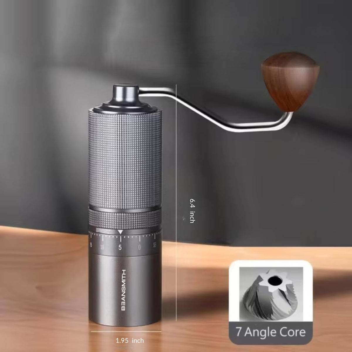 Manual Coffee Grinder 7 Star Stainless Steel Conical Burr 30g Capacity E100