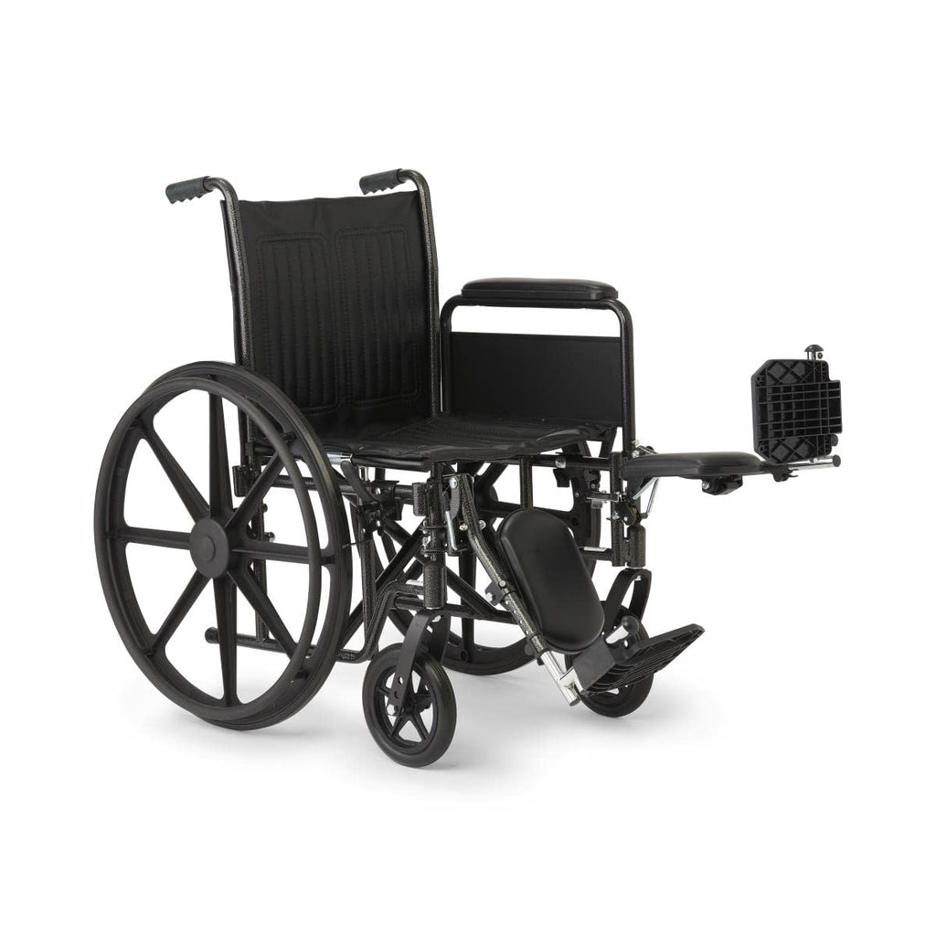 Vinyl Wheelchair with Full-Length Arms and Elevating Leg Rests, 18-Inch Wide Seat, Black G79105