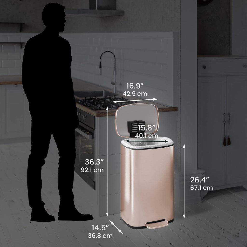 13.2 Gallon Rose Gold Stainless Steel Step Trash Can L687417