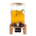 2 Gallon Glass Beverage Dispenser with Wood Stand and Stainless Steel Spigot T584