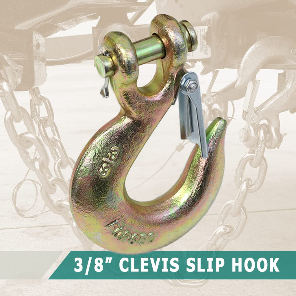 4 Pack 3/8" Grade 70 Forged Clevis Slip Hook with Safety Latch G8415