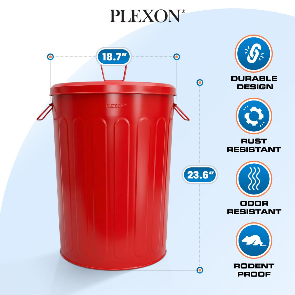20 Gallon Red Metal Trash Can with Lid N392861