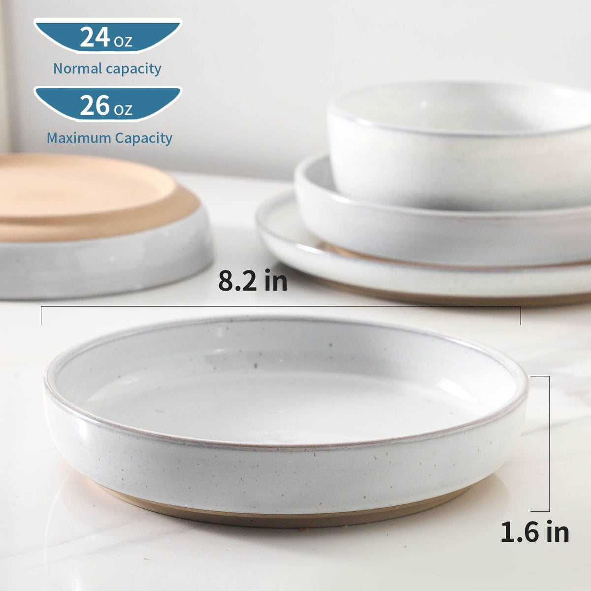 White Ceramic Pasta Bowls Set of 4, 26 oz H4730