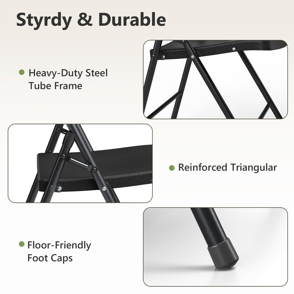 Black 6 Pack Plastic Metal Folding Chairs P338