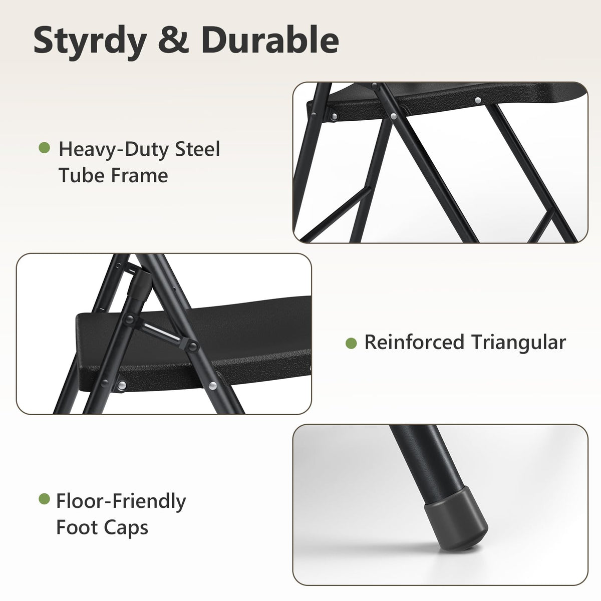 Black 6 Pack Plastic Metal Folding Chairs P338