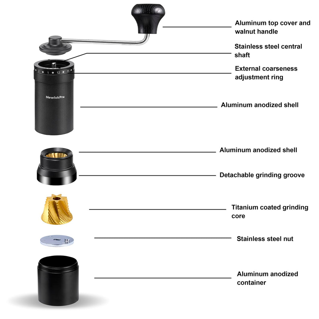 Manual Coffee Grinder, Titanium Conical Burr, 35g Capacity O4956