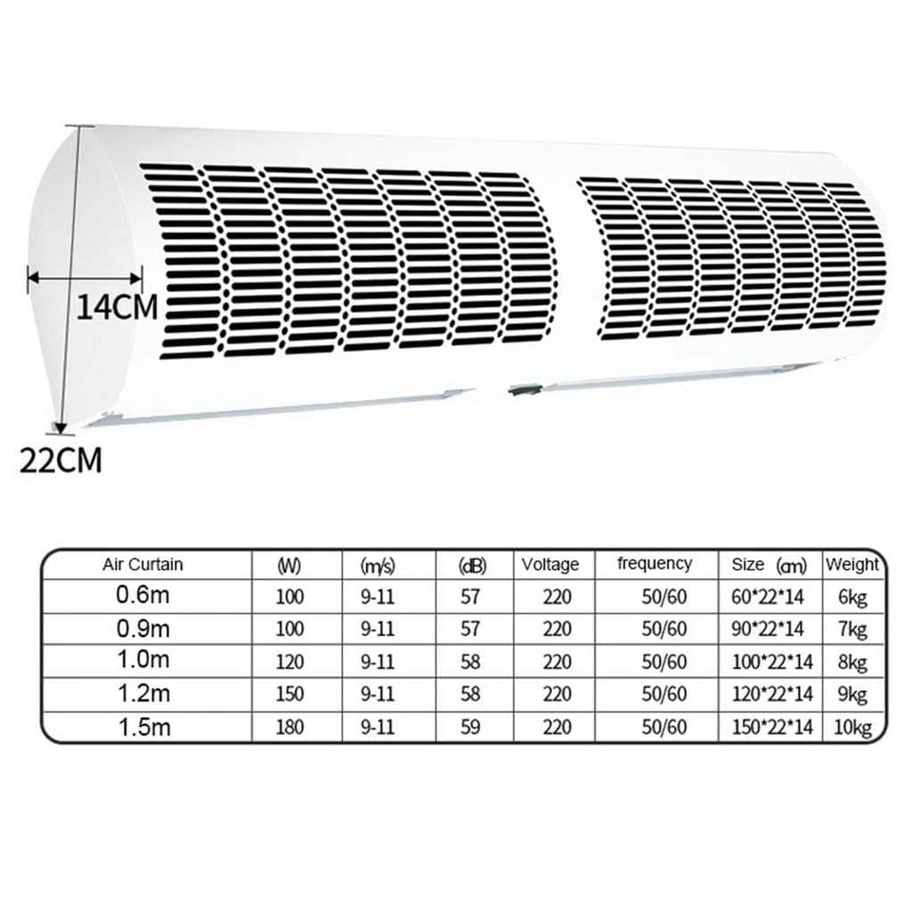 Over Door Air Curtain 60cm 2 Wind Speeds Remote Control J75942