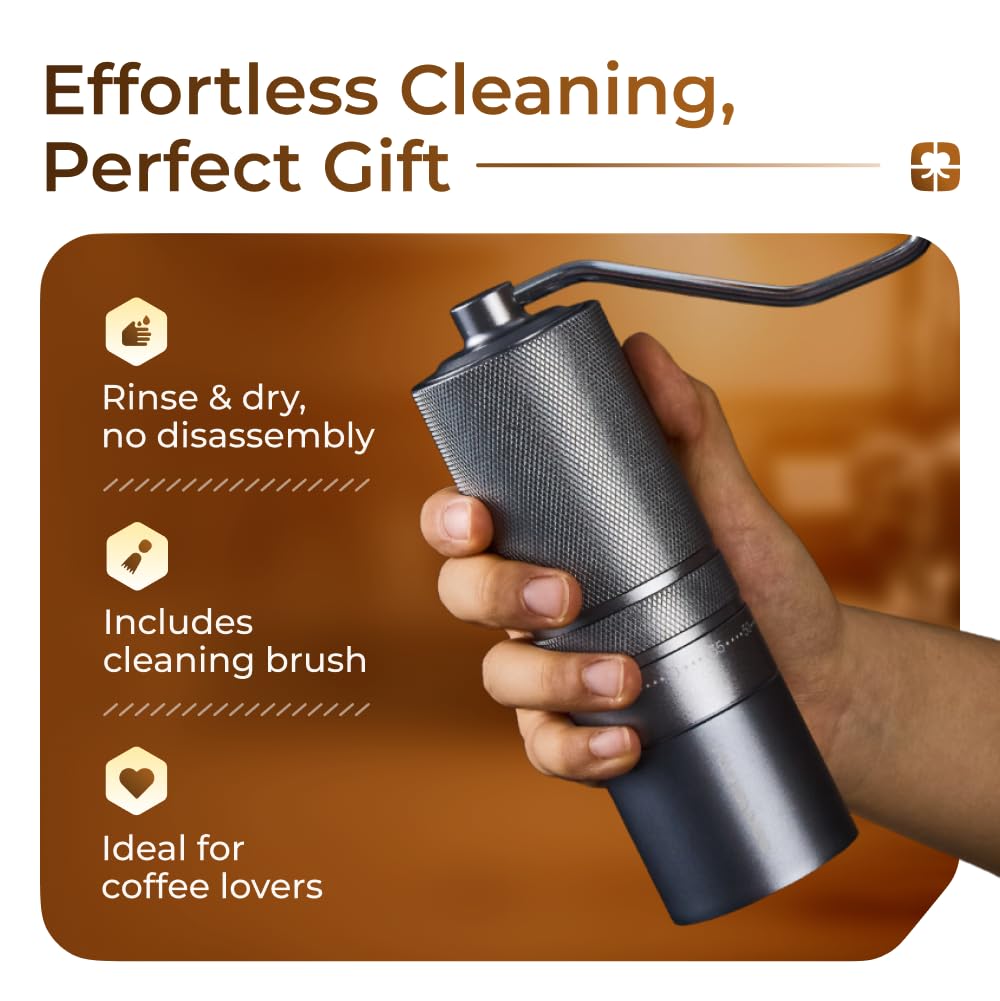 Manual Coffee Grinder 7 Star Stainless Steel Conical Burr 30g Capacity E100