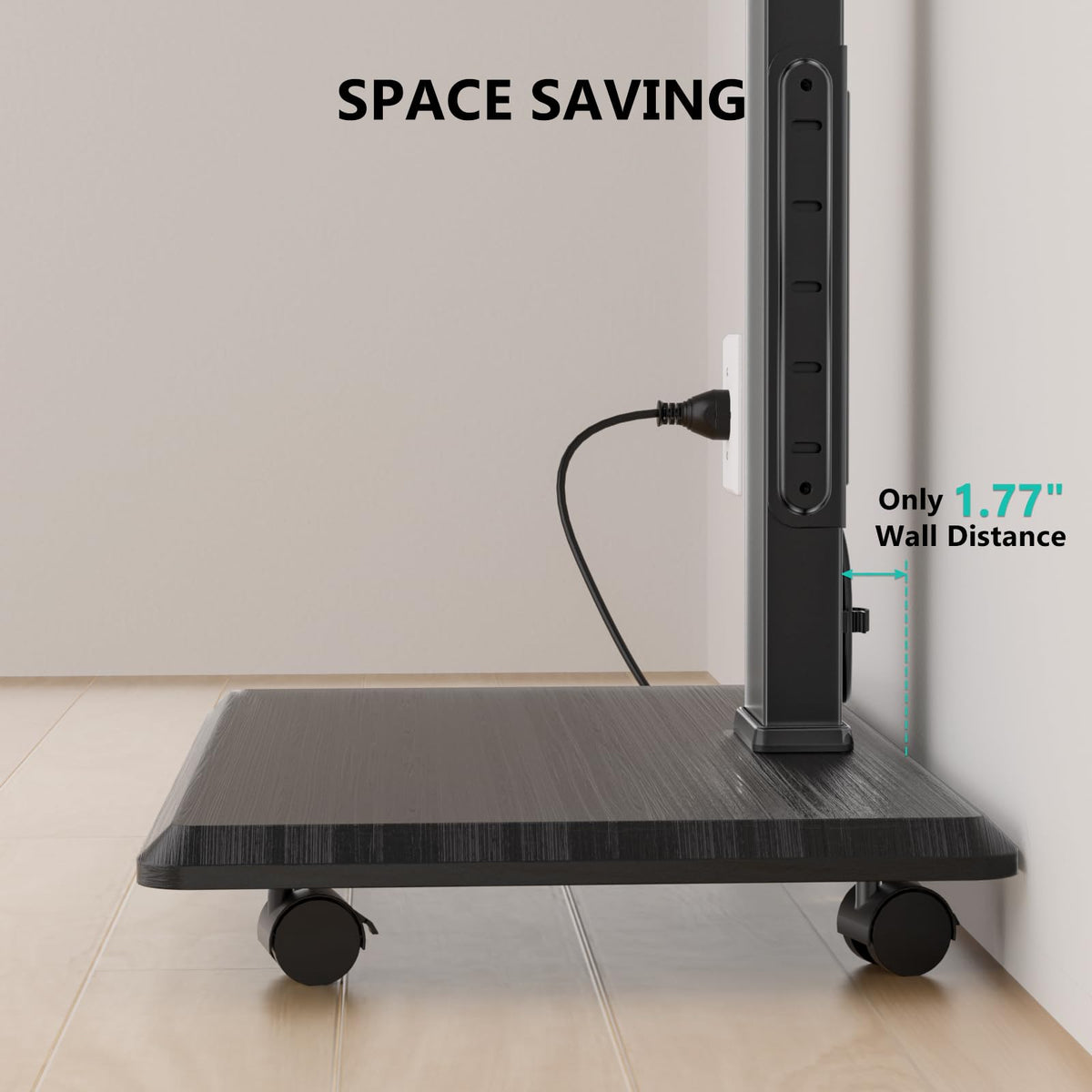 Rolling TV Stand with Power Outlet for 39-75 inch TV, Black O491