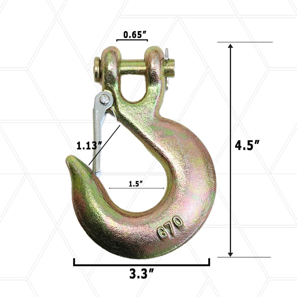 4 Pack 3/8" Grade 70 Forged Clevis Slip Hook with Safety Latch G8415