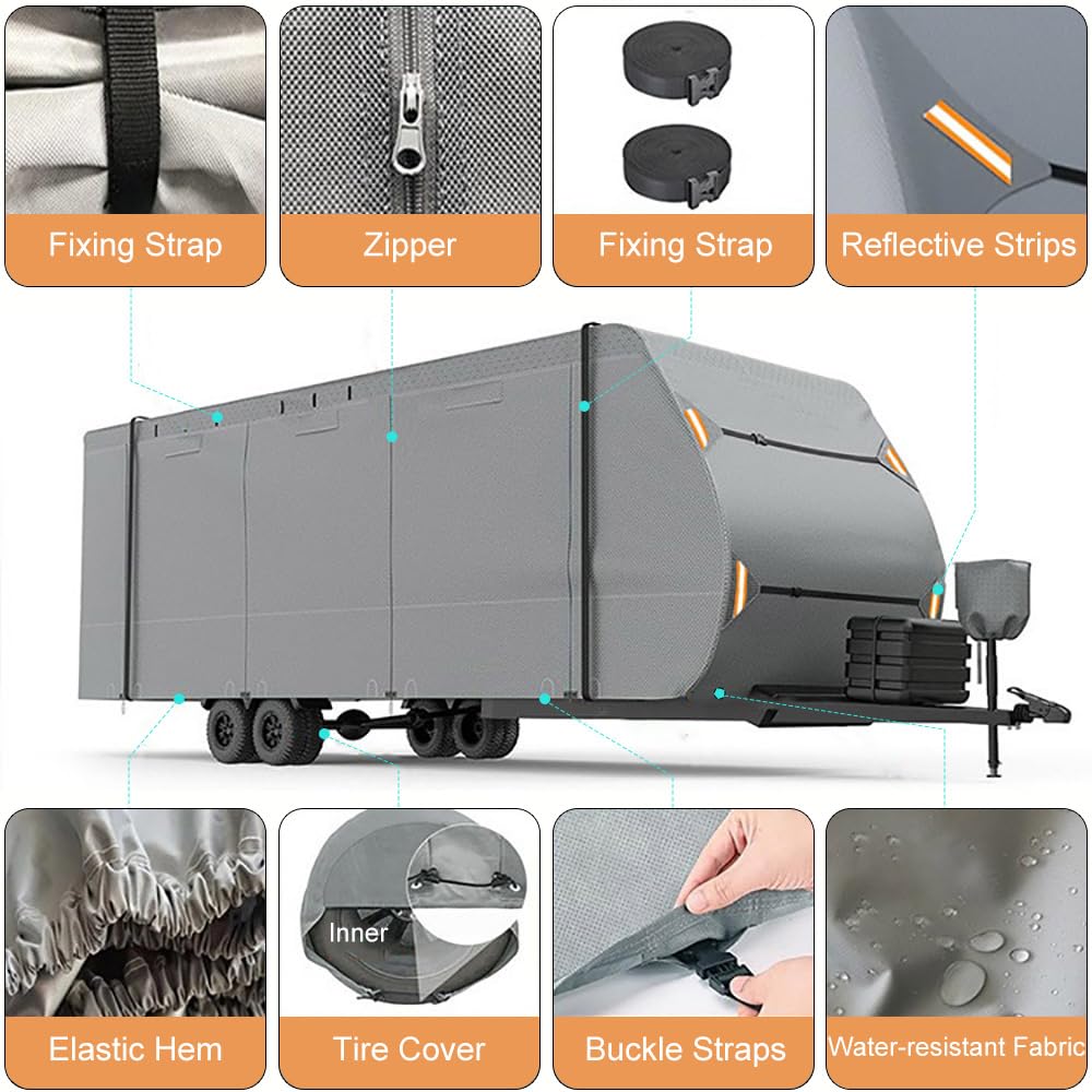 Waterproof 420D Travel Trailer Cover with Adjustable Straps R9988