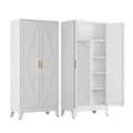 Metal Wardrobe Closet with Doors, 71'' Tall Steel Armoire with Shelves C77152