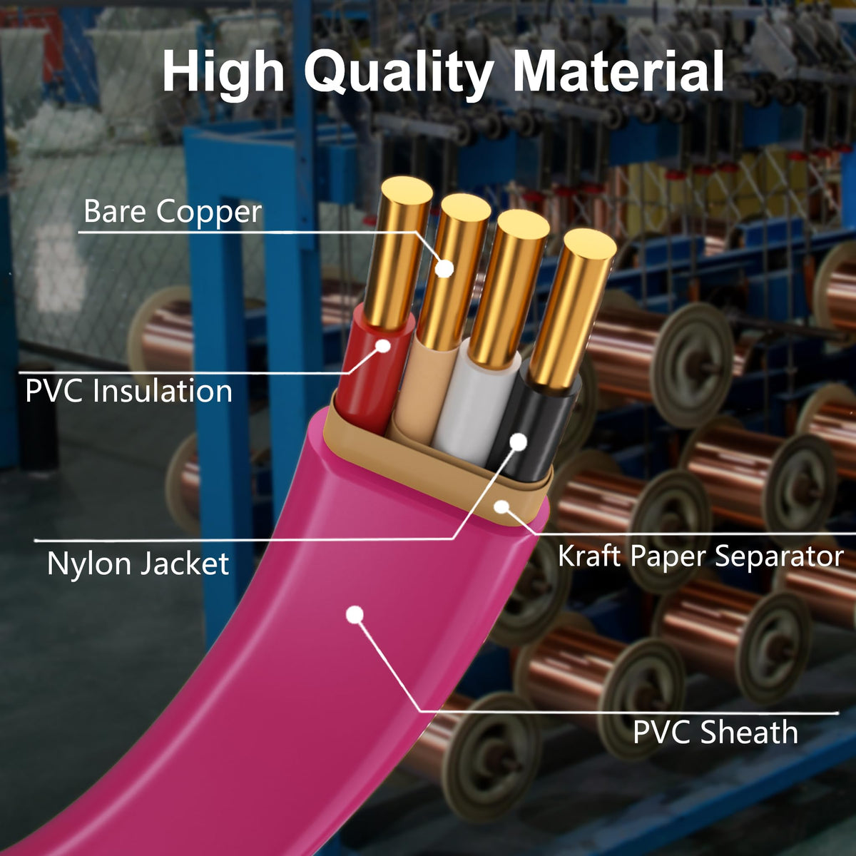 Pink 100FT Non-Metallic Sheathed Cable A612028