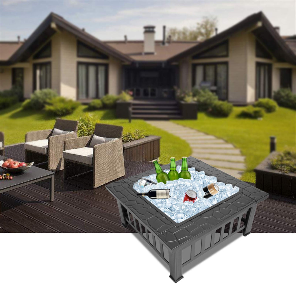 32" Wood Burning Metal Fire Pit with Poker B20885