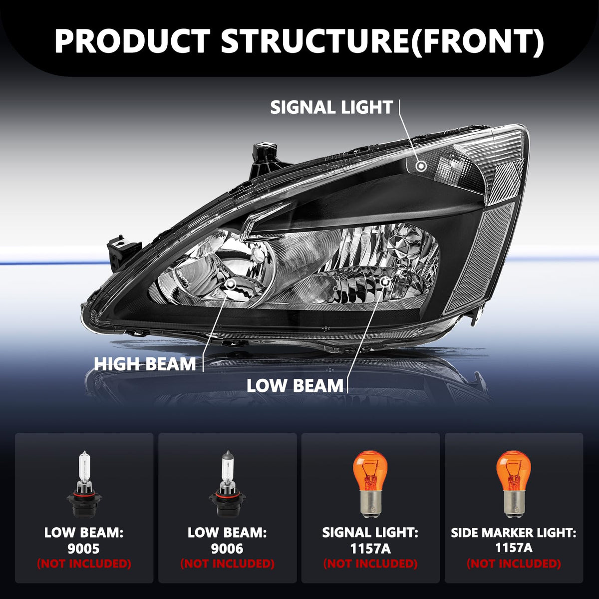 Black Clear Headlight Assembly T30403
