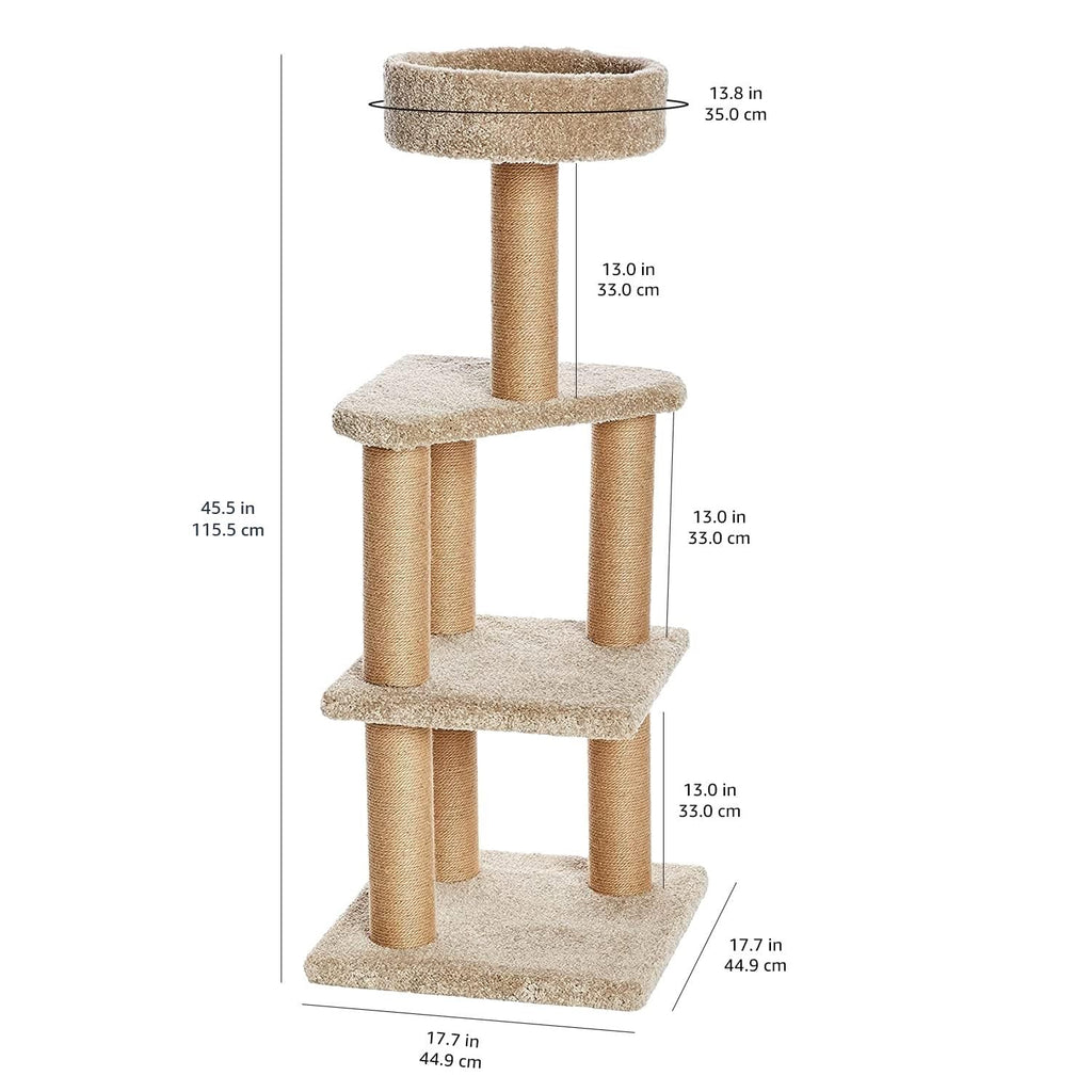 Beige Multi-Level Cat Tree Tower with Scratching Posts N179888