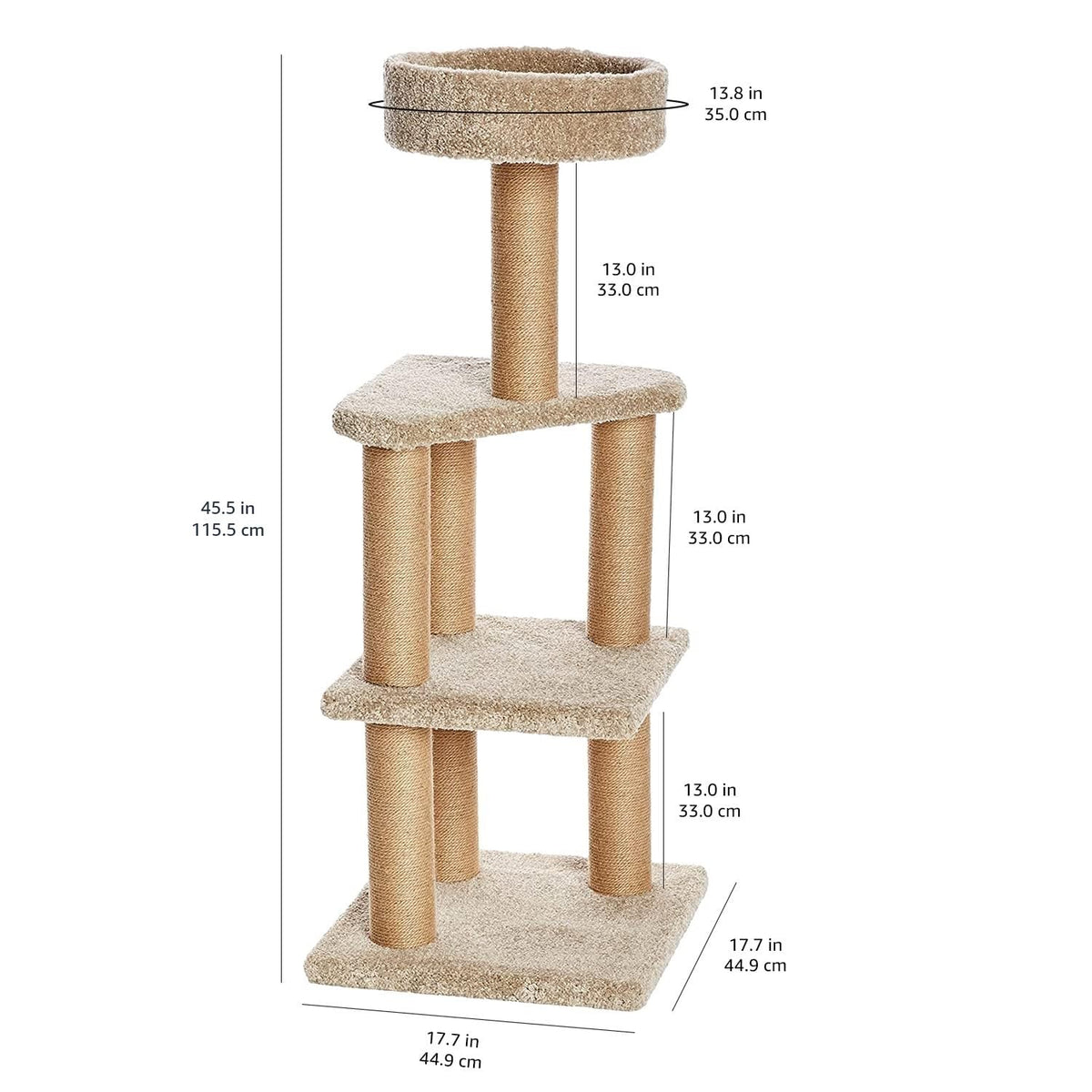 Beige Multi-Level Cat Tree Tower with Scratching Posts N179888