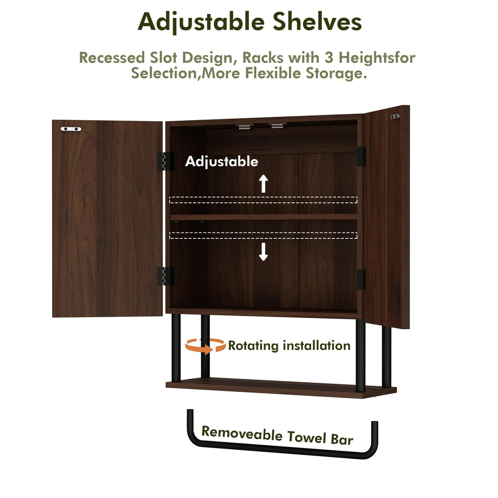 Fluted 2 Doors 3-Tier Bathroom Wall Cabinet O2766