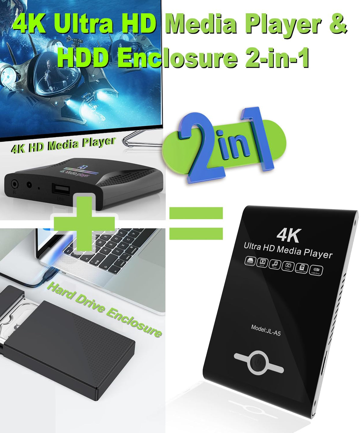4K Ultra HD Media Player & HDD Enclosure 2-in-1 Z8014