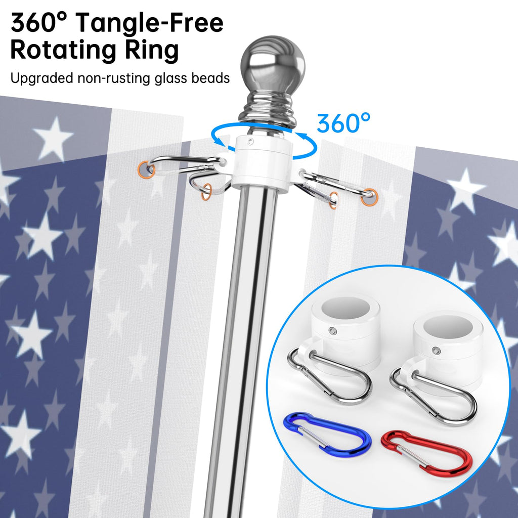 6 FT Stainless Steel Tangle Free Flag Pole Kit S13208