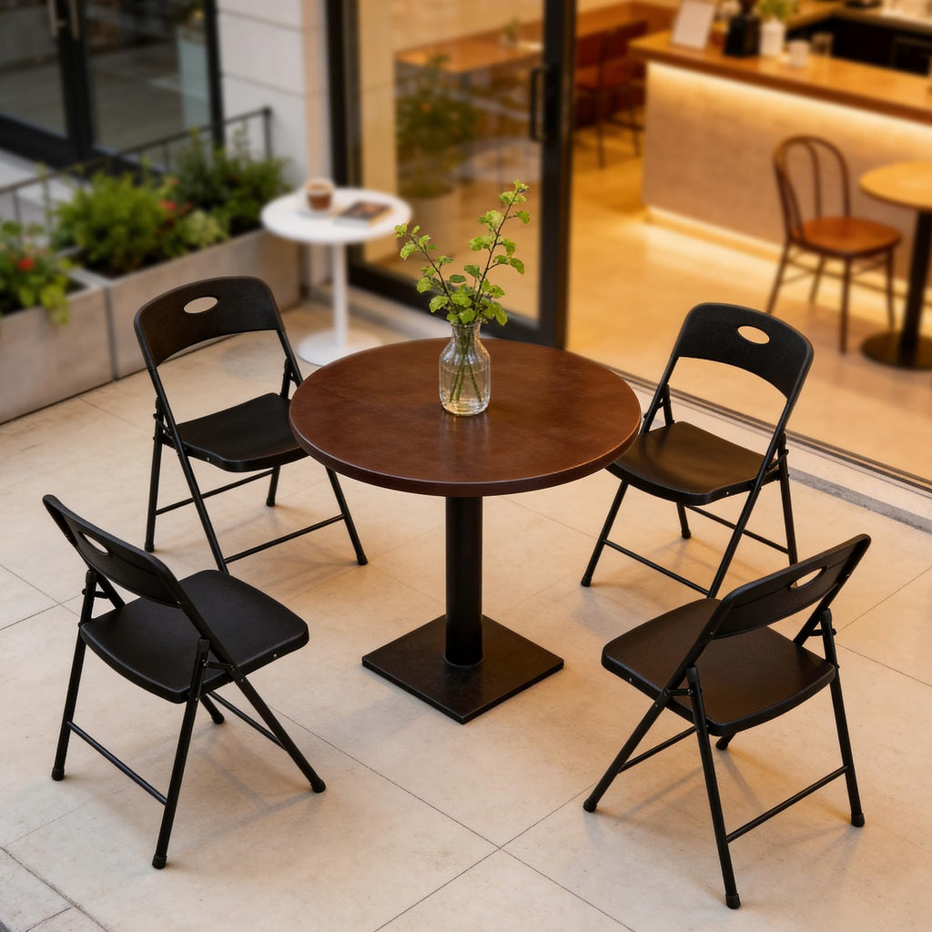 Black 6 Pack Plastic Metal Folding Chairs P338