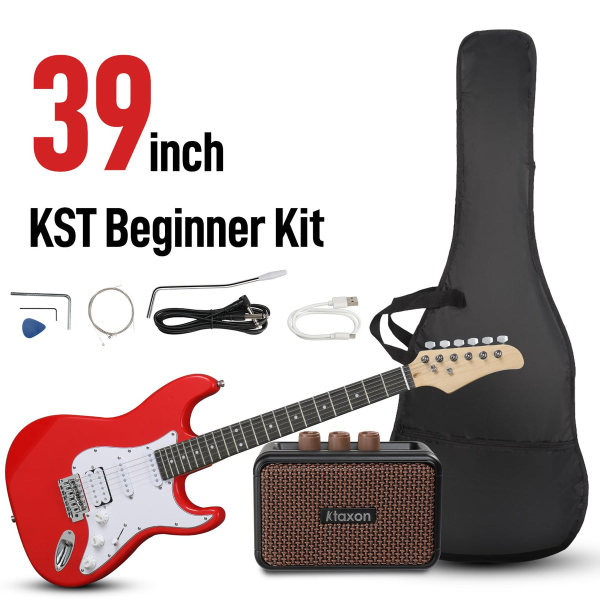 39 Inch Red Electric Guitar Kit with Amp O65348