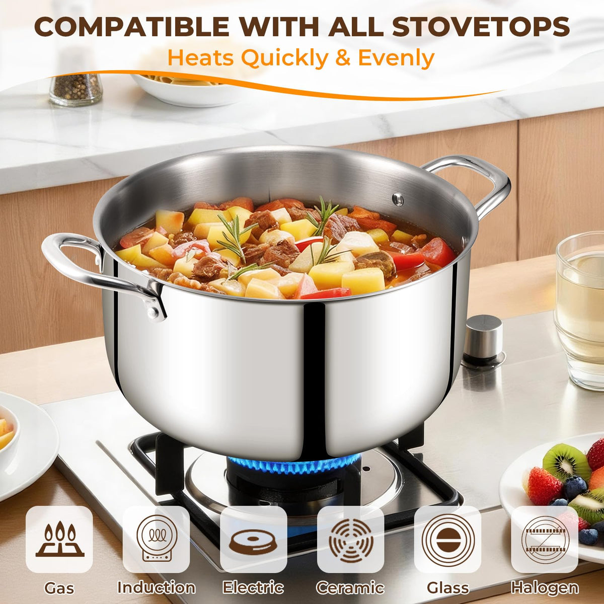 20 Quart Tri-Ply Stainless Steel Stock Pot X9220