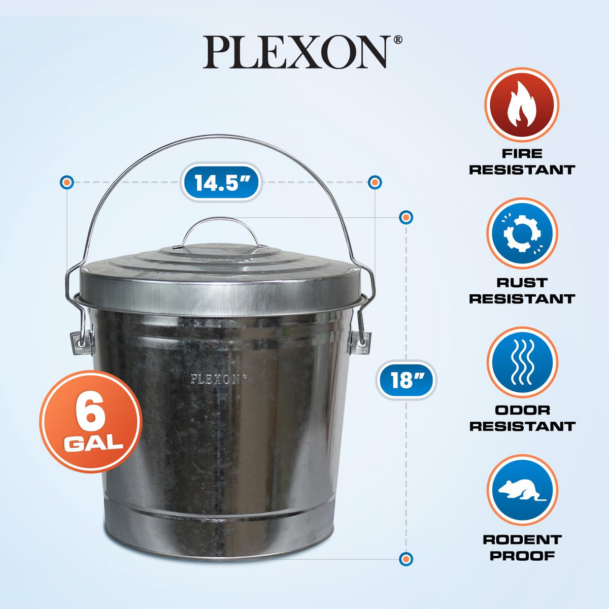 6 Gallon Galvanized Metal Trash Can with Lid O72025