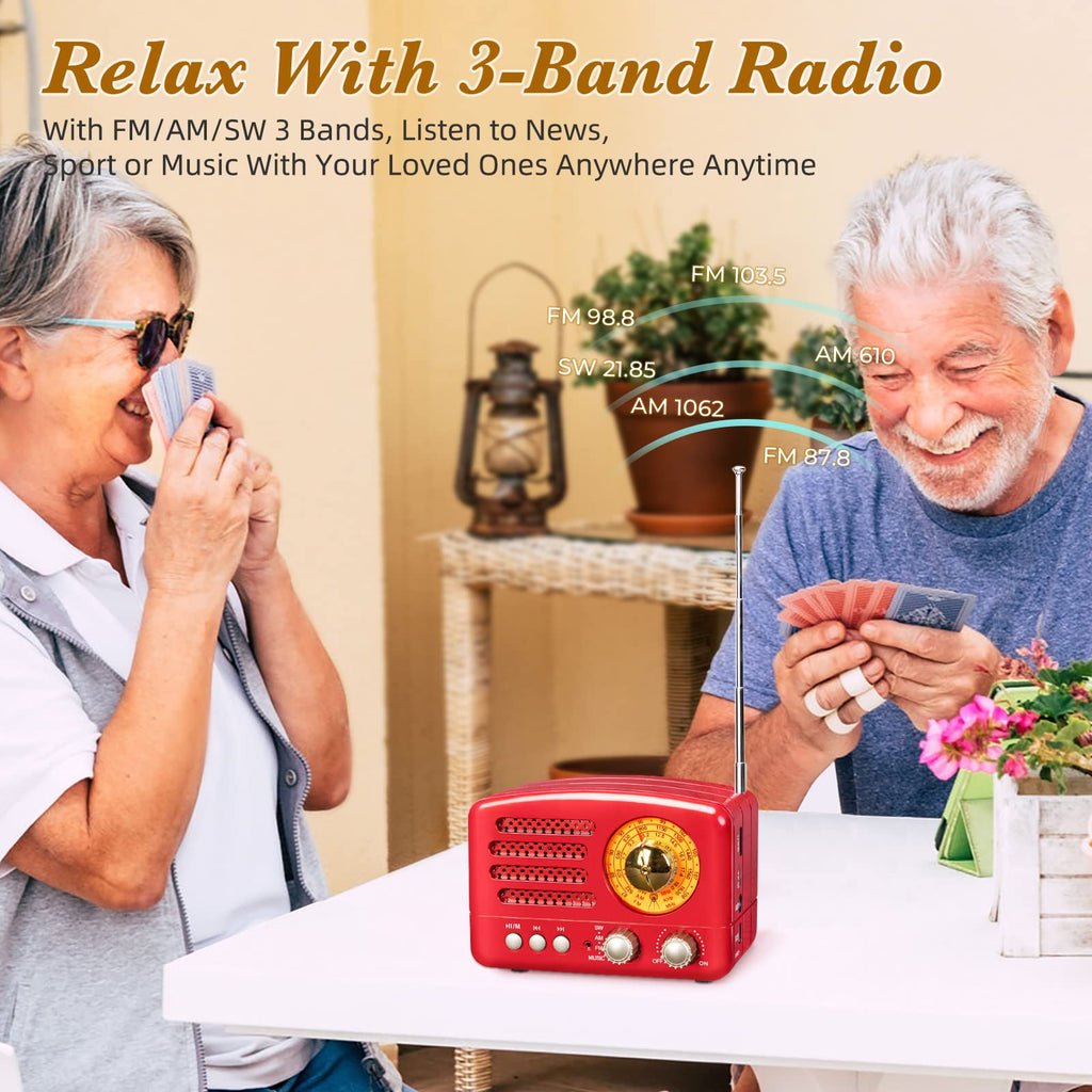 Retro Vintage AM FM Radio with Bluetooth Speaker S550610