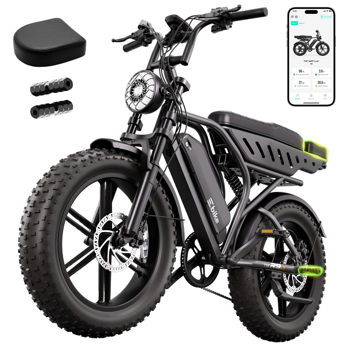 Electric Bike 48V 15Ah Battery 1500W Peak Motor 20 * 4.0 Fat Tire V766