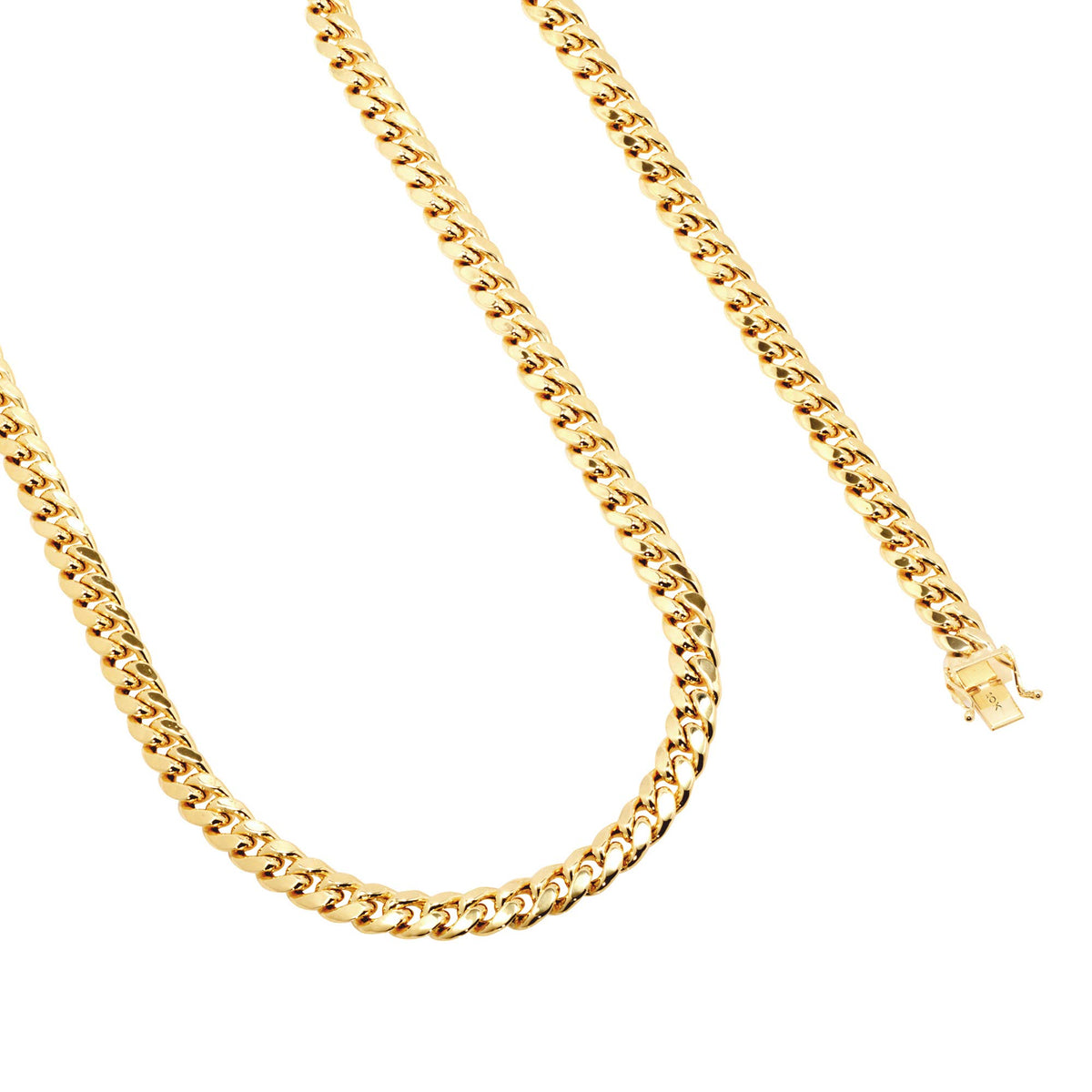 10k Yellow Gold Cuban Link Chain Necklace L724