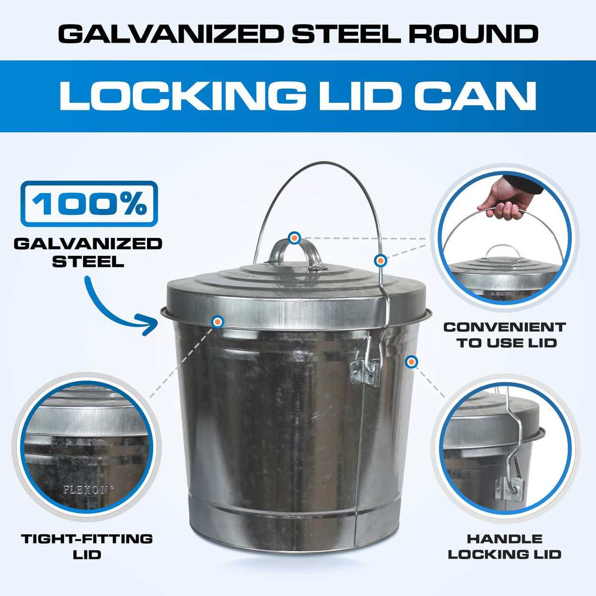 6 Gallon Galvanized Metal Trash Can with Lid O72025