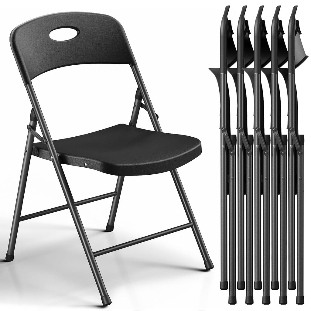 Black 6 Pack Plastic Metal Folding Chairs P338