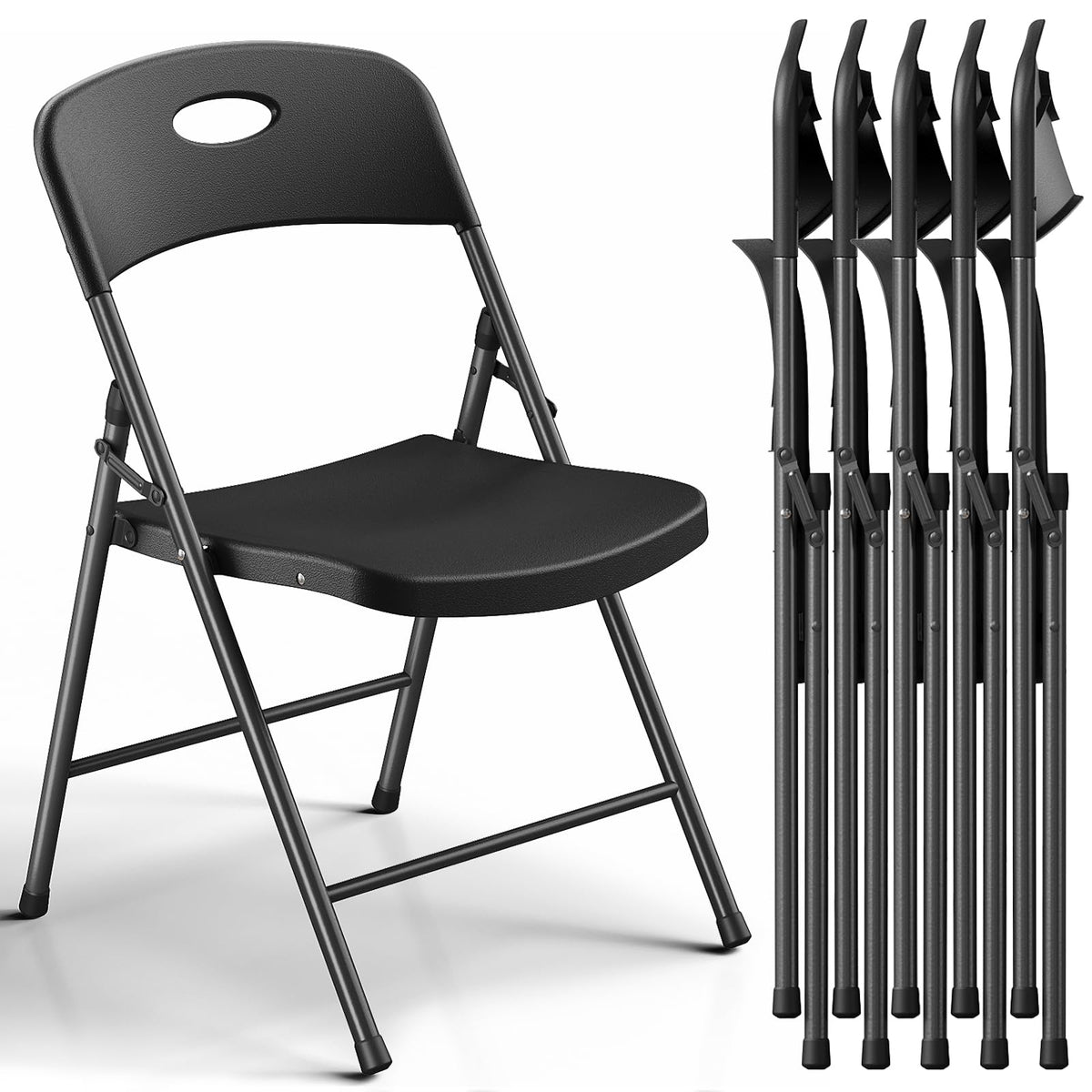 Black 6 Pack Plastic Metal Folding Chairs P338