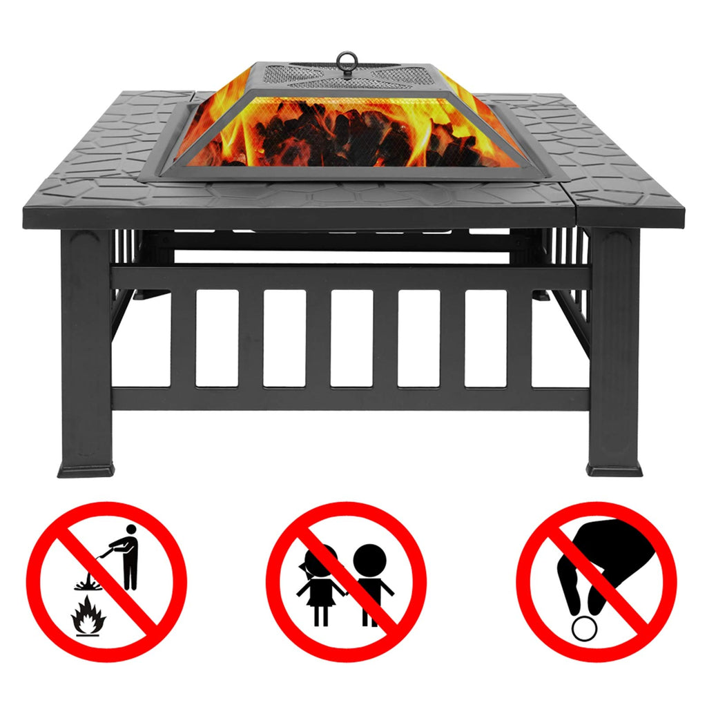 32" Wood Burning Metal Fire Pit with Poker B20885